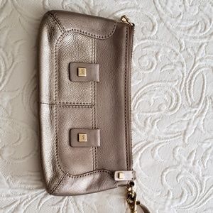 Michael Kors gold leather wristlet